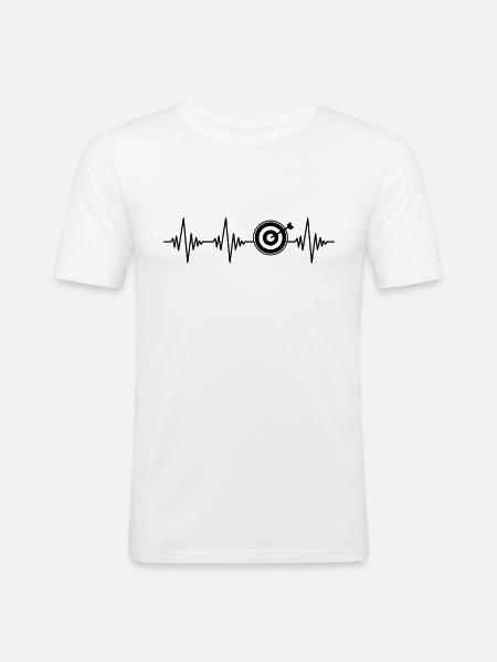 Dart Herzschlag - Männer Slim Fit T-Shirt - Weiß