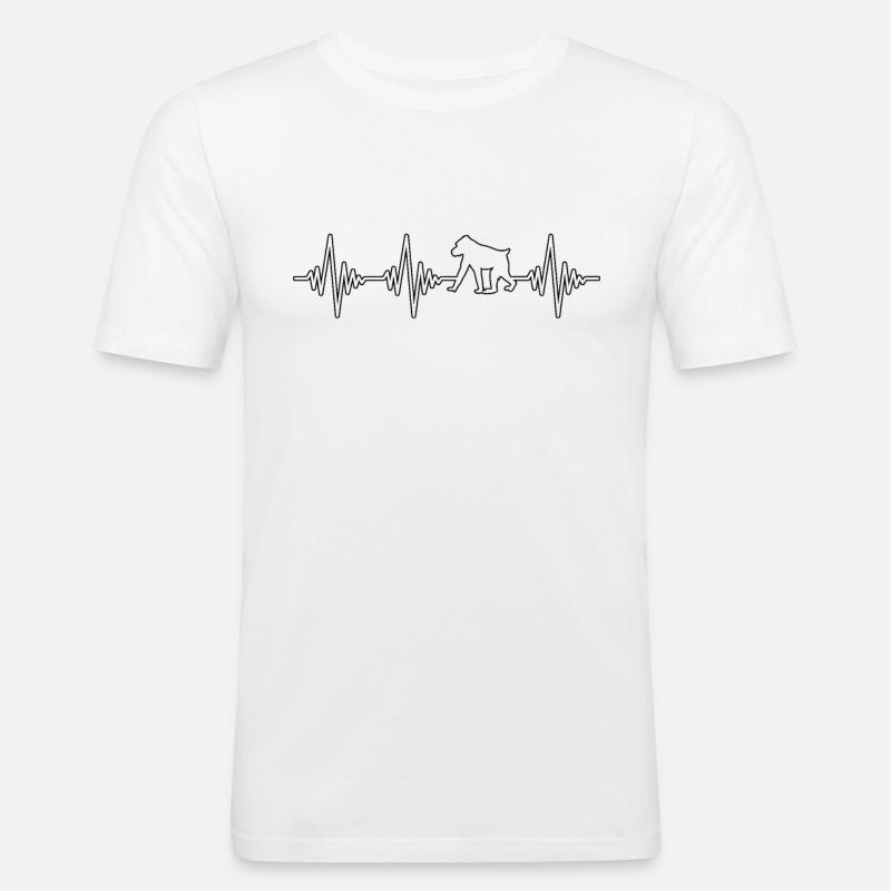 Affe Herzschlag - Männer Slim Fit T-Shirt - Weiß