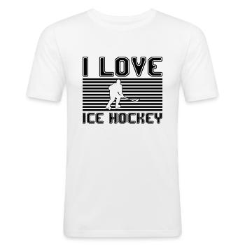 I love ice hockey - Men's Slim Fit T-Shirt - white - Front - Nik (191cm)