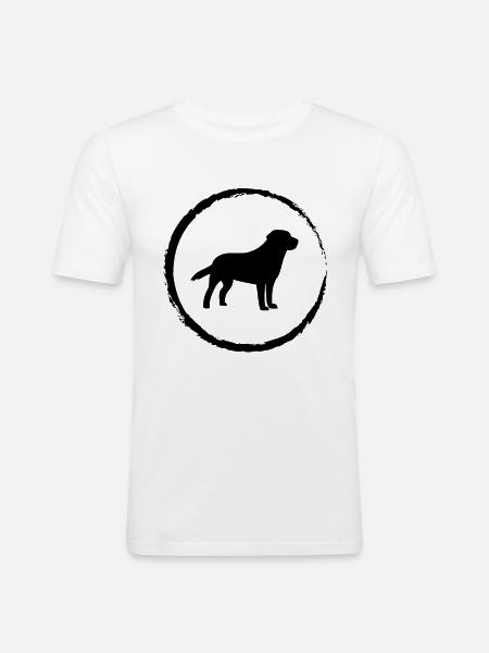 Cricle and Dog - (5) - Men's Slim Fit T-Shirt - white