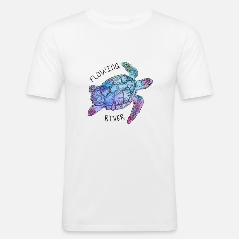 Schildkröte - Flowing River - Männer Slim Fit T-Shirt - Weiß