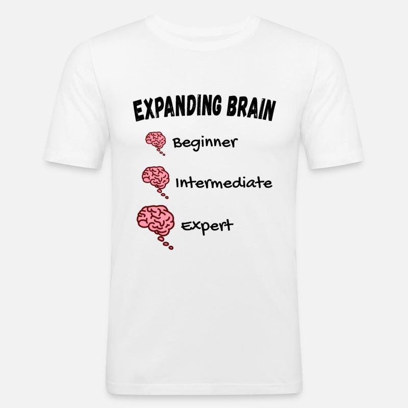 Gehirn erweitern - Expanding Brain Meme - Männer Slim Fit T-Shirt - Weiß