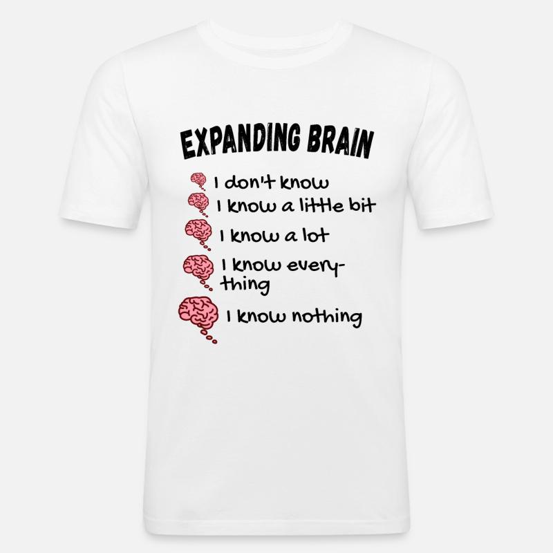 Gehirn erweitern - Expanding Brain Meme - Männer Slim Fit T-Shirt - Weiß