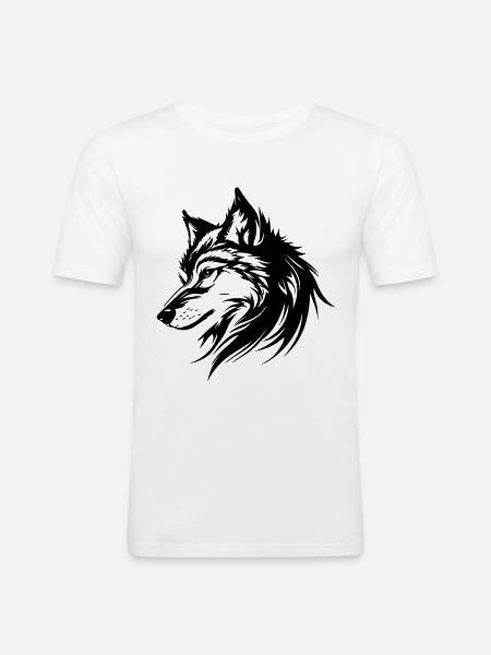 Wolf Silhouette - Men's Slim Fit T-Shirt - white