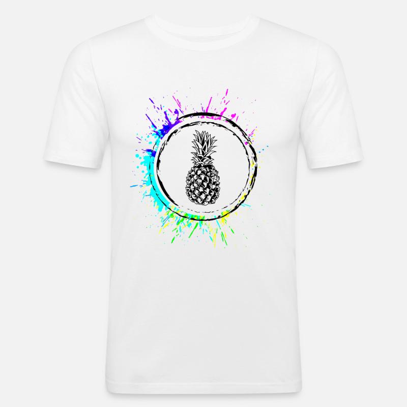 Ananas Bunt - Männer Slim Fit T-Shirt - Weiß