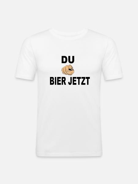 Bier jetzt - Männer Slim Fit T-Shirt - Weiß