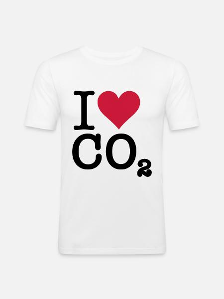 Ich liebe CO2 - Männer Slim Fit T-Shirt - Weiß