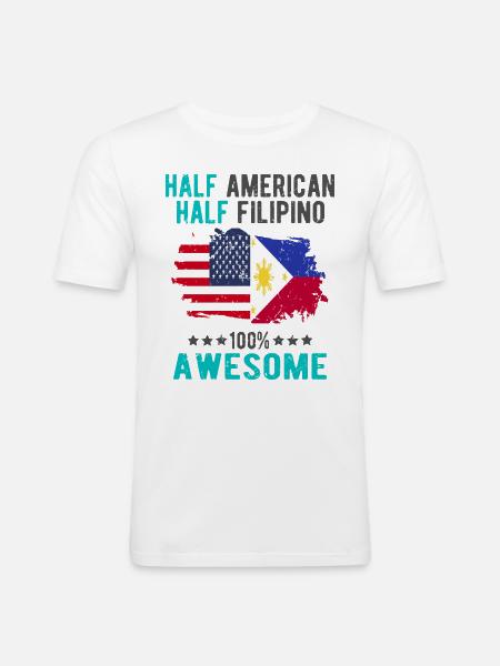 Half American Half Filipino - Men's Slim Fit T-Shirt - white