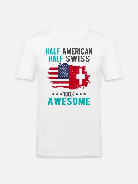 Half American Half Swiss - Men's Slim Fit T-Shirt - white
