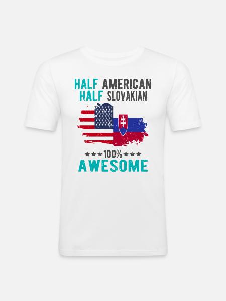 Half American Half Slovak - Men's Slim Fit T-Shirt - white
