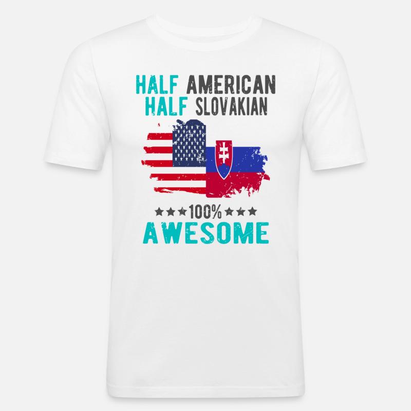 Halb Amerikaner Halb Slowake - Männer Slim Fit T-Shirt - Weiß