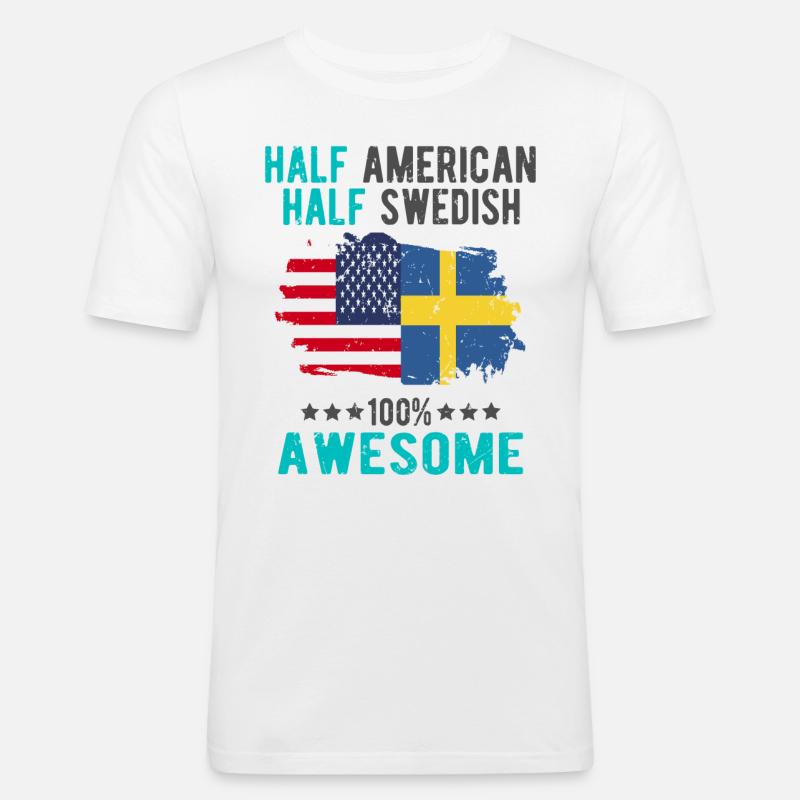Half American Half Swedish - Men's Slim Fit T-Shirt - white