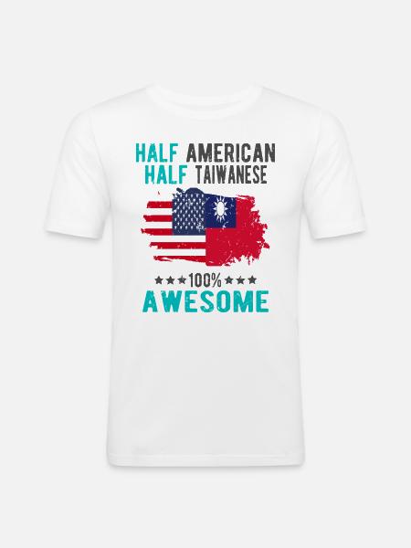 Half American Half Taiwanese - Men's Slim Fit T-Shirt - white