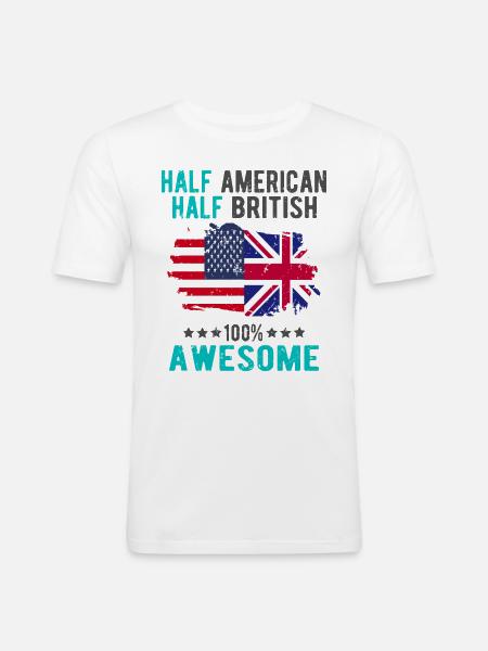 Half American Half British - Men's Slim Fit T-Shirt - white