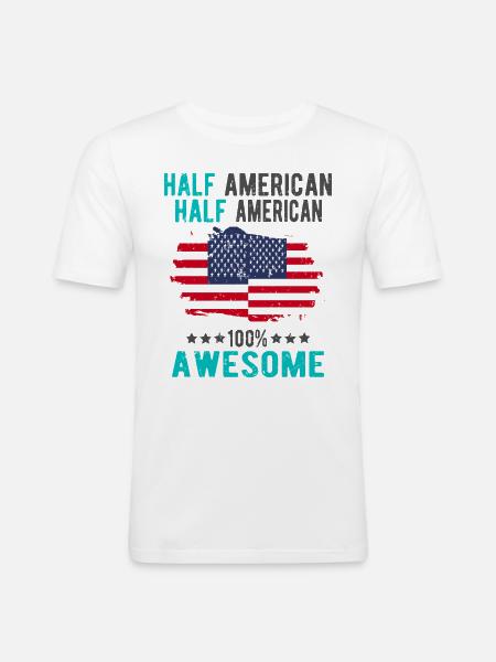 Half American Half American - Men's Slim Fit T-Shirt - white