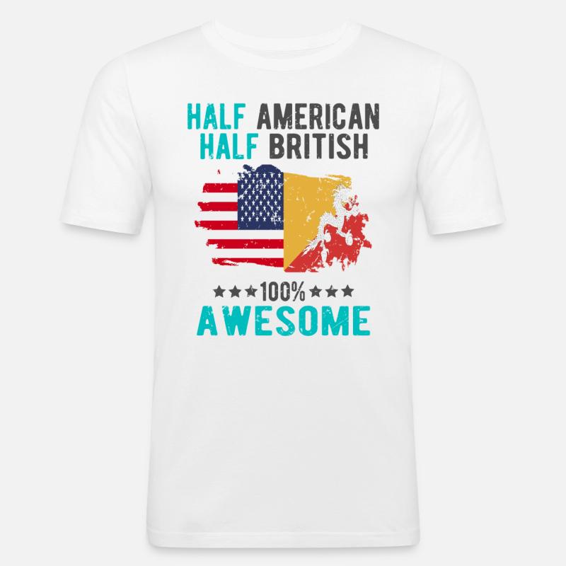 Halb Amerikaner Halb Brite - Männer Slim Fit T-Shirt - Weiß