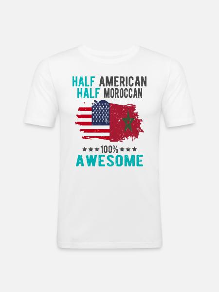 Half American Half Moroccan - Men's Slim Fit T-Shirt - white
