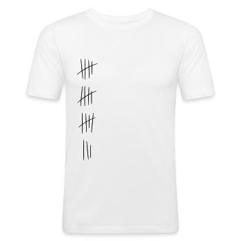 Strichliste zum 18. Geburtstag - Männer Slim Fit T-Shirt - Weiß - Vorne - Nik (191cm)