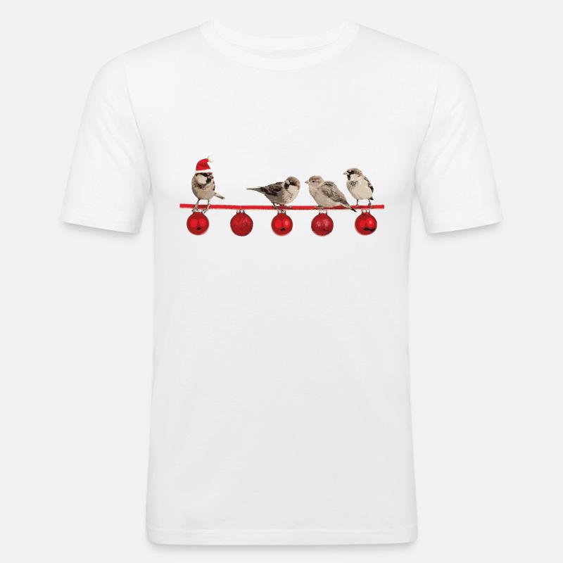 Weihnachten Vogel - Männer Slim Fit T-Shirt - Weiß