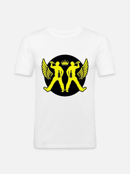 Drinking Bier Silhouette - Männer Slim Fit T-Shirt - Weiß
