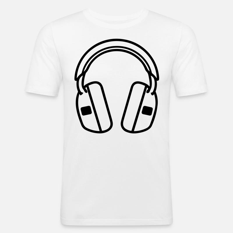 Gaming-Headset - Männer Slim Fit T-Shirt - Weiß