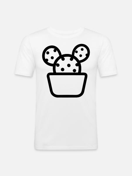 Kaktus - Männer Slim Fit T-Shirt - Weiß