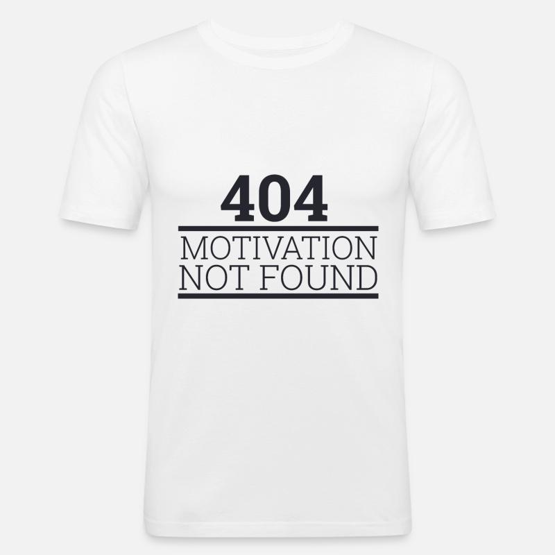 "404 Motivation not found" | Programmierer - Männer Slim Fit T-Shirt - Weiß
