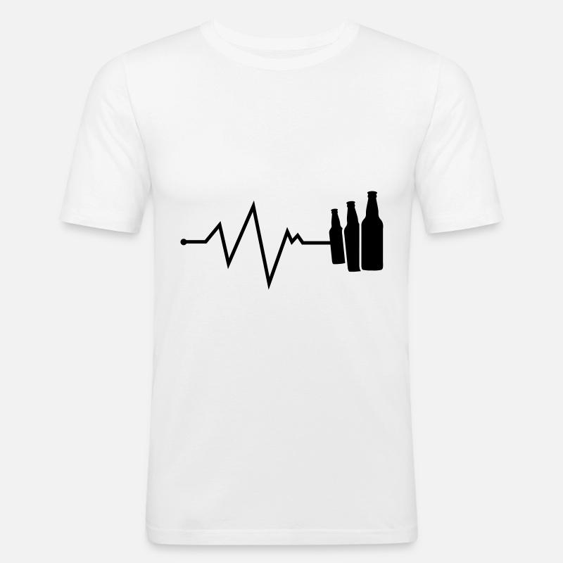 bier puls - Männer Slim Fit T-Shirt - Weiß