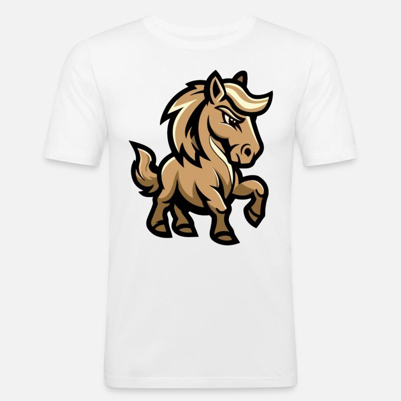 Pferd Comic - Männer Slim Fit T-Shirt - Weiß
