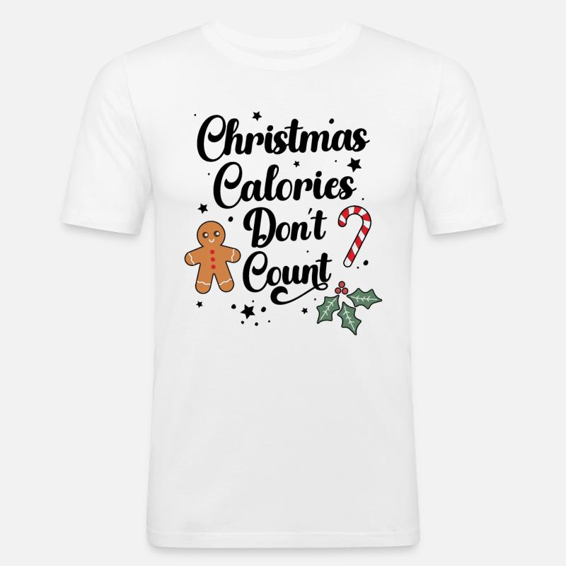 Weihnachtskalorien zählen nicht - Männer Slim Fit T-Shirt - Weiß