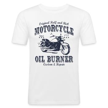 motorcykel - Herre Slim Fit T-Shirt - hvid - Foran - Nik (191cm)