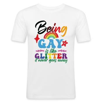 Being Gay - Men's Slim Fit T-Shirt - white - Front - Nik (191cm)