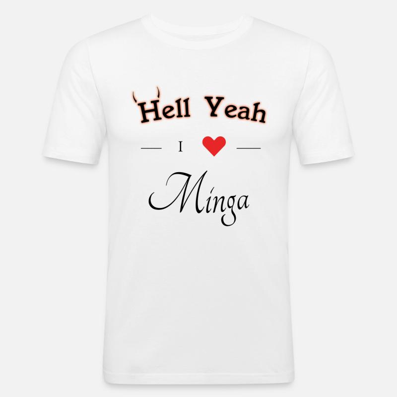 hell yeah i love minga - Männer Slim Fit T-Shirt - Weiß