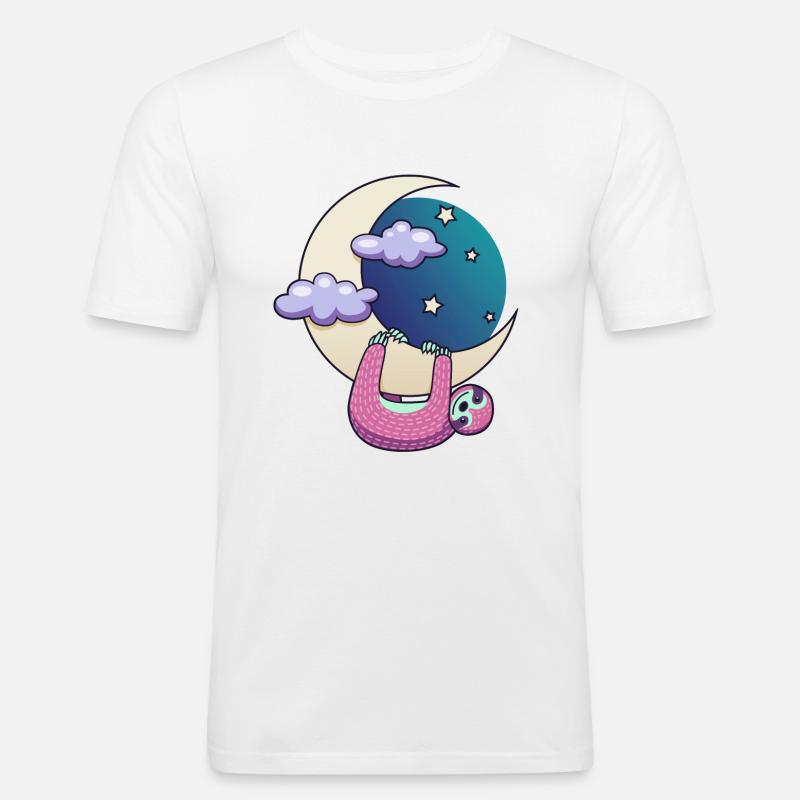 moon sloth - Männer Slim Fit T-Shirt - Weiß
