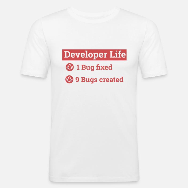 "Developer life" | Programmer, Programmer - Men's Slim Fit T-Shirt - white