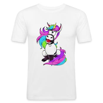 Böses Einhorn BDSM Sub Brat DDLG Bondage Humor - Männer Slim Fit T-Shirt - Weiß - Vorne - Nik (191cm)