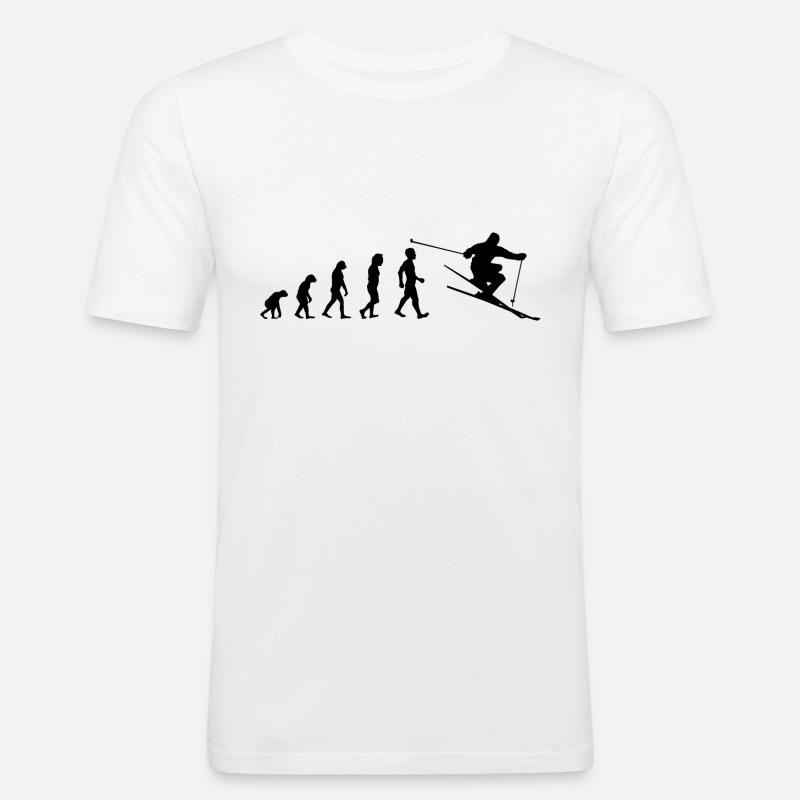 Ski Evolution - Männer Slim Fit T-Shirt - Weiß