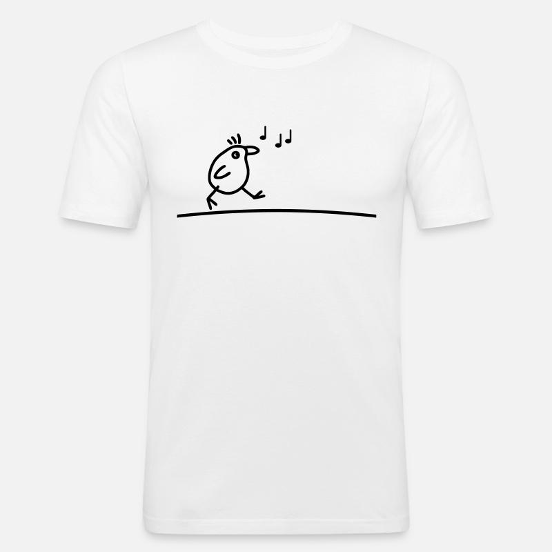 Singender Vogel - Männer Slim Fit T-Shirt - Weiß
