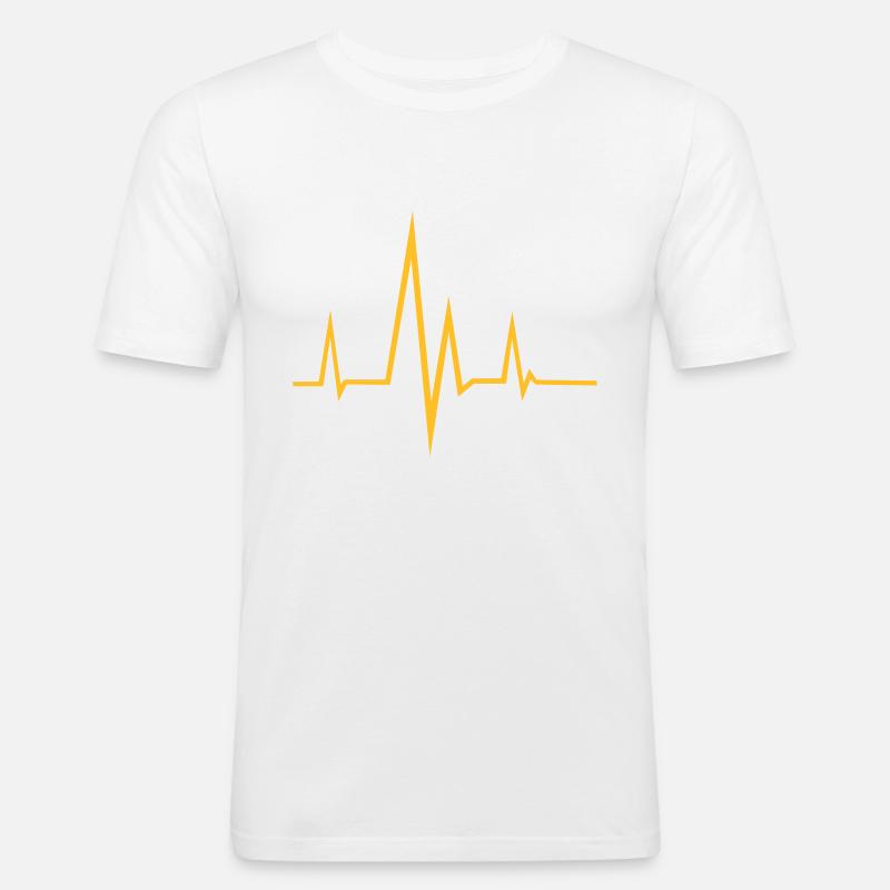 Frequenz - Puls - Männer Slim Fit T-Shirt - Weiß