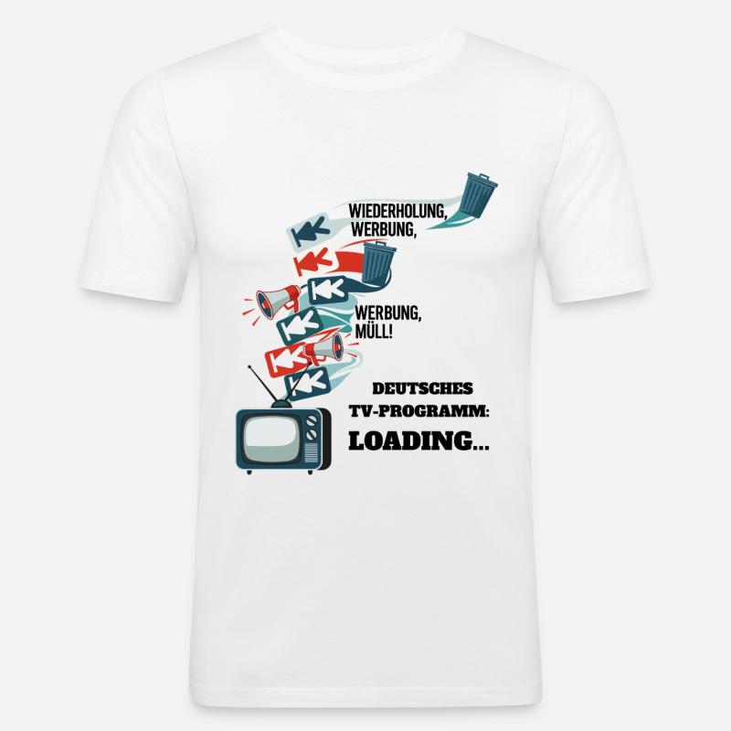 Deutsches TV-Programm: Loading... - Männer Slim Fit T-Shirt - Weiß