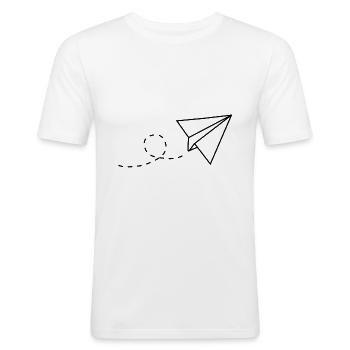 avion en papier - T-shirt près du corps Homme - blanc - Devant - Nik (191cm)