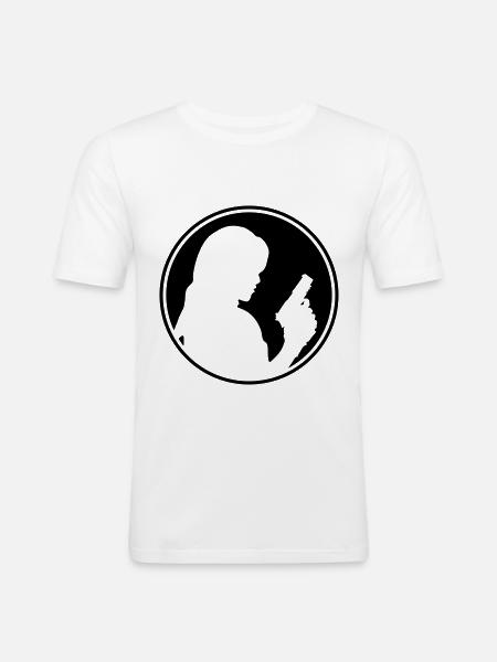 Woman pistol silhouette circle - Men's Slim Fit T-Shirt - white