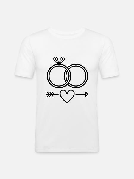 Bryllup ringe symbol ikon ringer bryllup - Herre Slim Fit T-Shirt - hvid