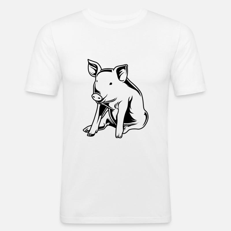 Schwein Sau Eber Silhouette - Männer Slim Fit T-Shirt - Weiß
