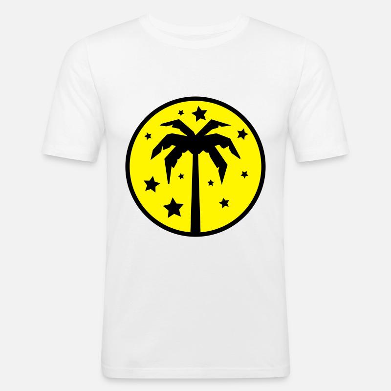 Palm Tree Beach - Männer Slim Fit T-Shirt - Weiß