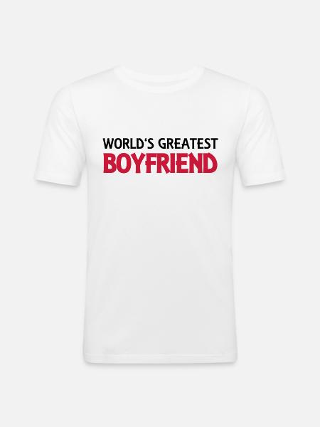 World's greatest boyfriend - Männer Slim Fit T-Shirt - Weiß
