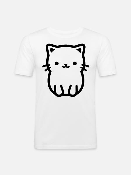 Katze - Männer Slim Fit T-Shirt - Weiß
