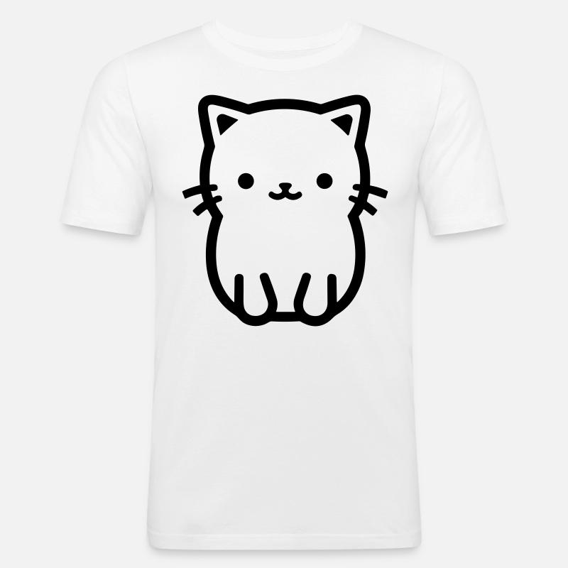 Katze - Männer Slim Fit T-Shirt - Weiß