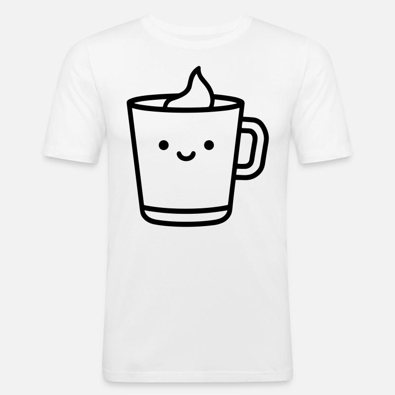 Kaffeebecher - Männer Slim Fit T-Shirt - Weiß