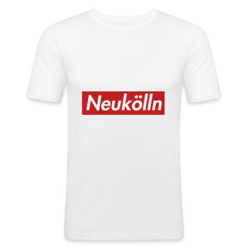 Neukölln | Fan Motiv | Weiß - Männer Slim Fit T-Shirt - Weiß - Vorne - Nik (191cm)